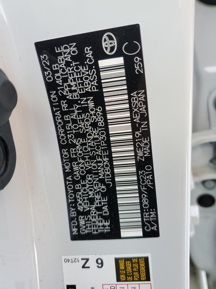 2023 TOYOTA COROLLA LE VIN:JTDBCMFE1P3018896