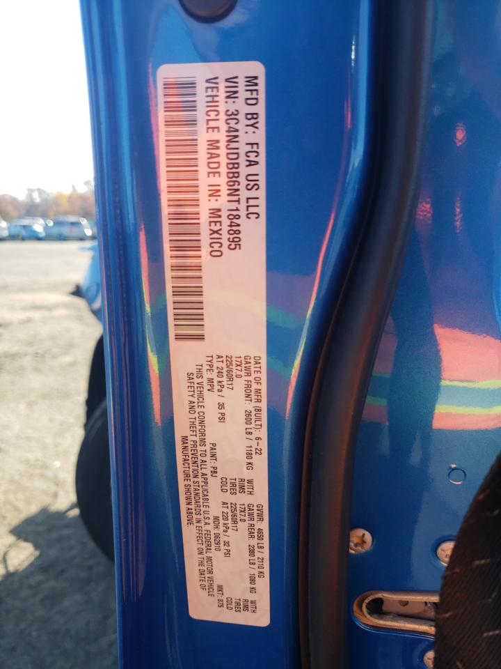 2022 JEEP COMPASS LATITUDE VIN:3C4NJDBB6NT184895