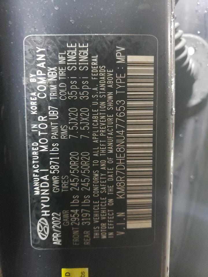 2022 HYUNDAI PALISADE CALLIGRAPHY VIN:KM8R7DHE8NU477653