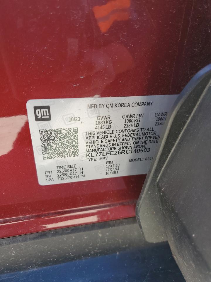 2024 CHEVROLET TRAX LS VIN:KL77LFE26RC140503