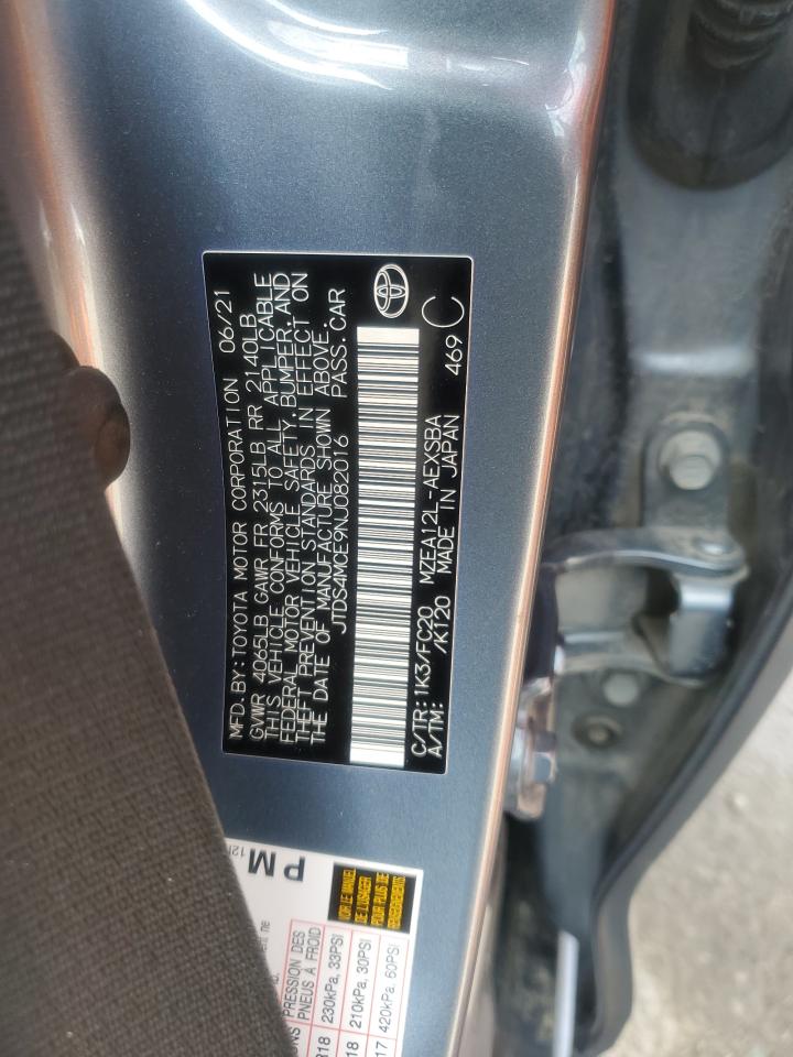 2022 TOYOTA COROLLA SE VIN:JTDS4MCE9NJ082016