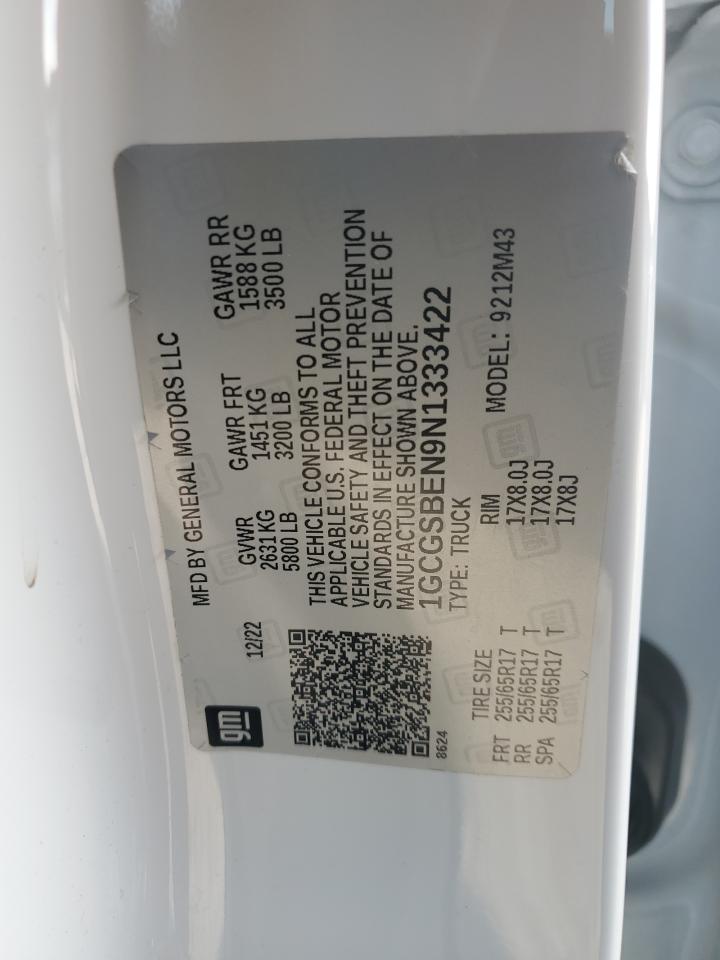 2022 CHEVROLET COLORADO  VIN:1GCGSBEN9N1333422