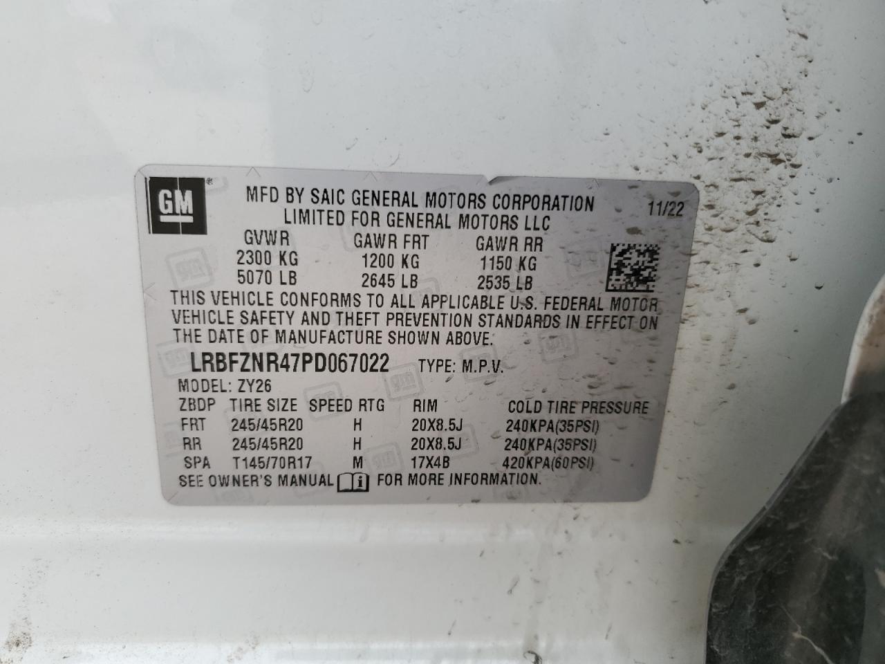 2023 BUICK ENVISION ESSENCE VIN:LRBFZNR47PD067022