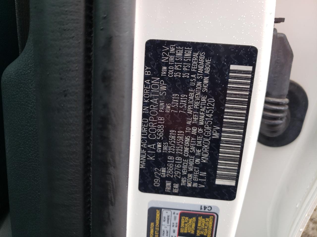 2023 KIA SORENTO SXP VIN:KNDRKDLG0P5145120