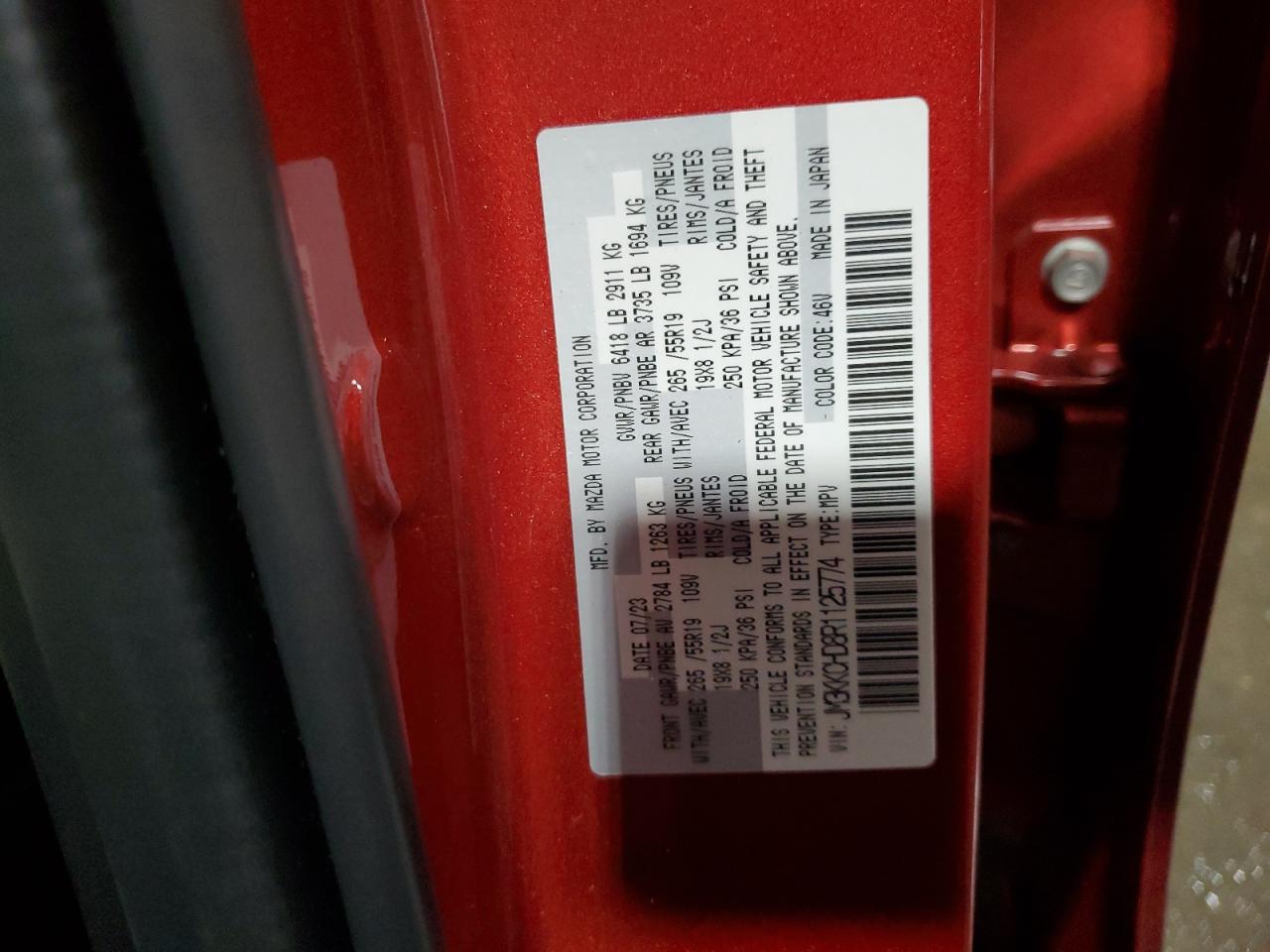 2024 MAZDA CX-90 PREFERRED PLUS VIN:JM3KKCHD8R1125774