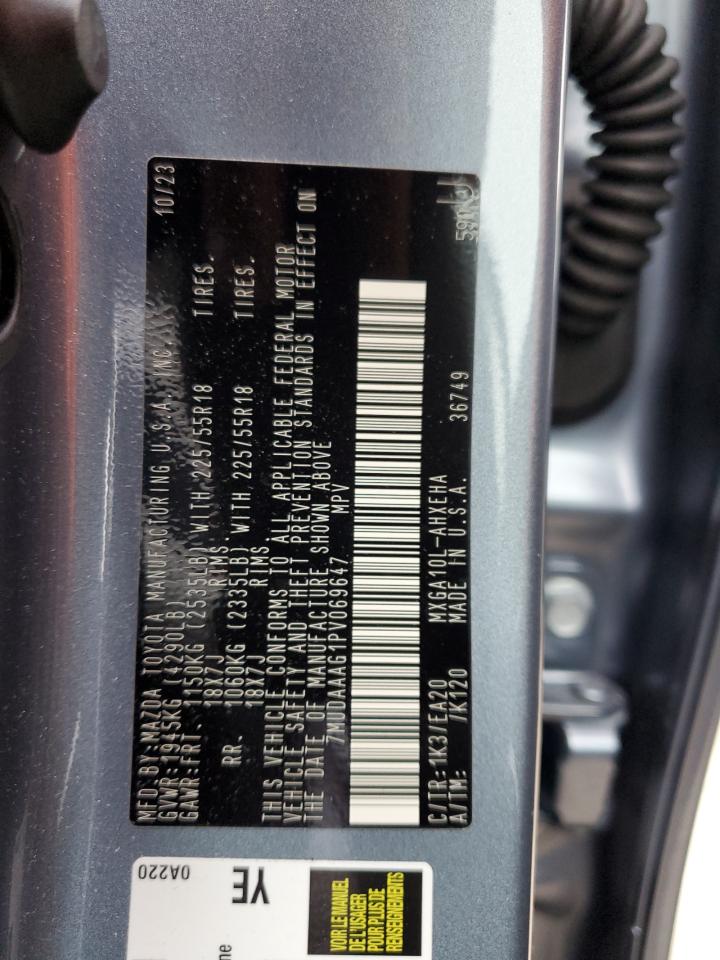 2023 TOYOTA COROLLA CROSS XLE VIN:7MUDAAAG1PV069647