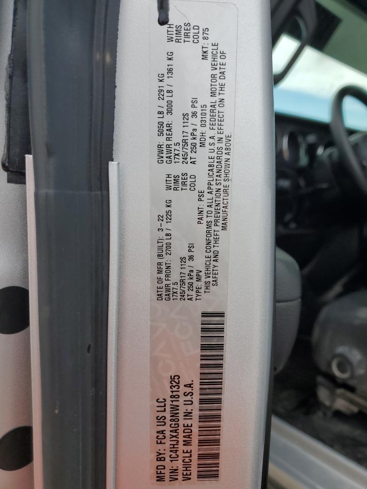 2022 JEEP WRANGLER SPORT VIN:1C4HJXAG8NW181325