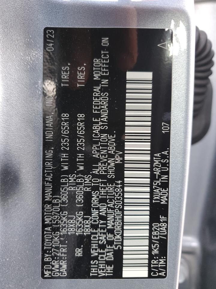 2023 TOYOTA HIGHLANDER L VIN:5TDKDRBH0PS035844