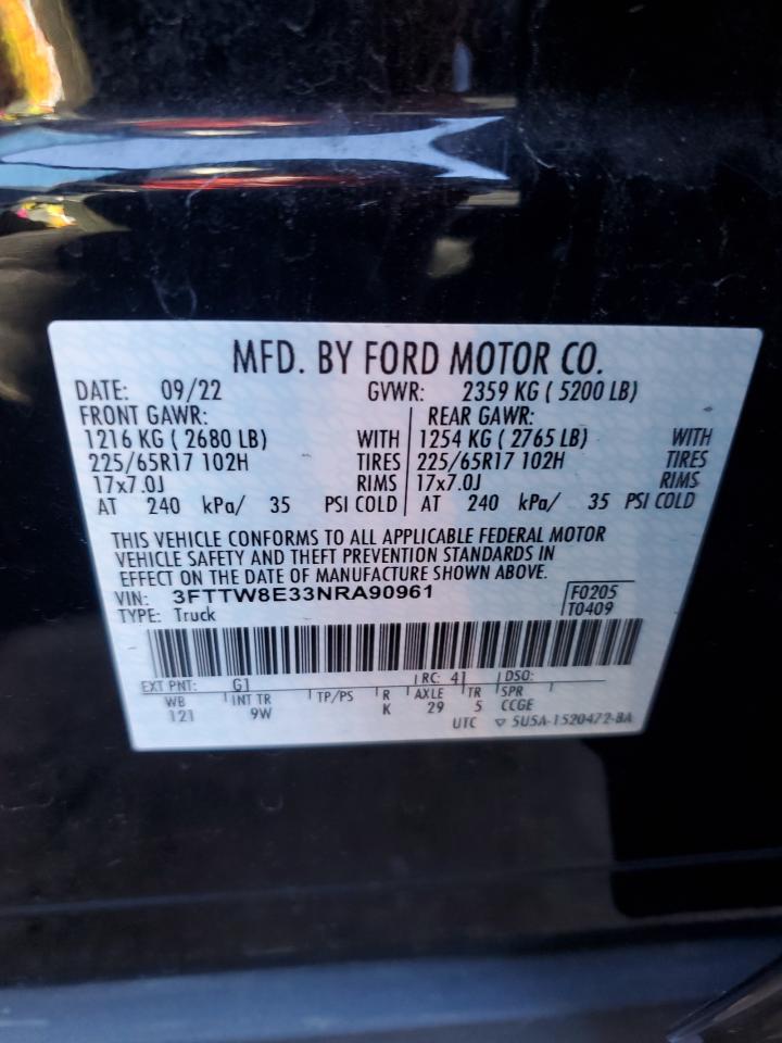 2022 FORD MAVERICK XL VIN:3FTTW8E33NRA90961