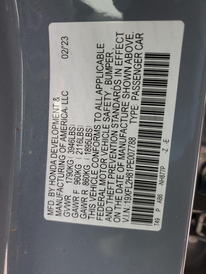 2023 HONDA CIVIC SPORT VIN:19XFL2H81PE007788