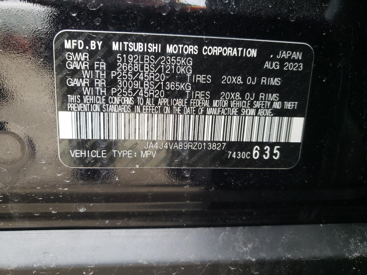 2024 MITSUBISHI OUTLANDER SE VIN:JA4J4VA89RZ013827