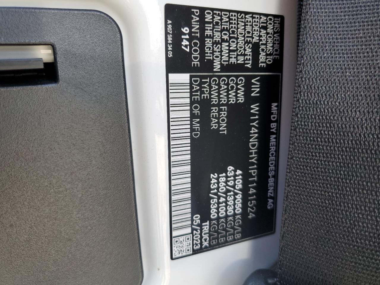 2023 MERCEDES-BENZ SPRINTER 2500 VIN:W1Y4NDHY1PT141524