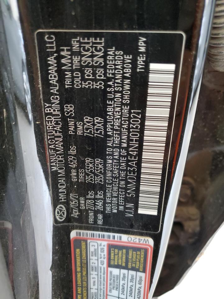 2022 HYUNDAI TUCSON LIMITED VIN:5NMJE3AE4NH013021