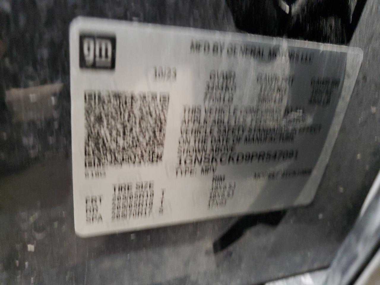 2023 CHEVROLET SUBURBAN K1500 LT VIN:1GNSKCKD9PR547091