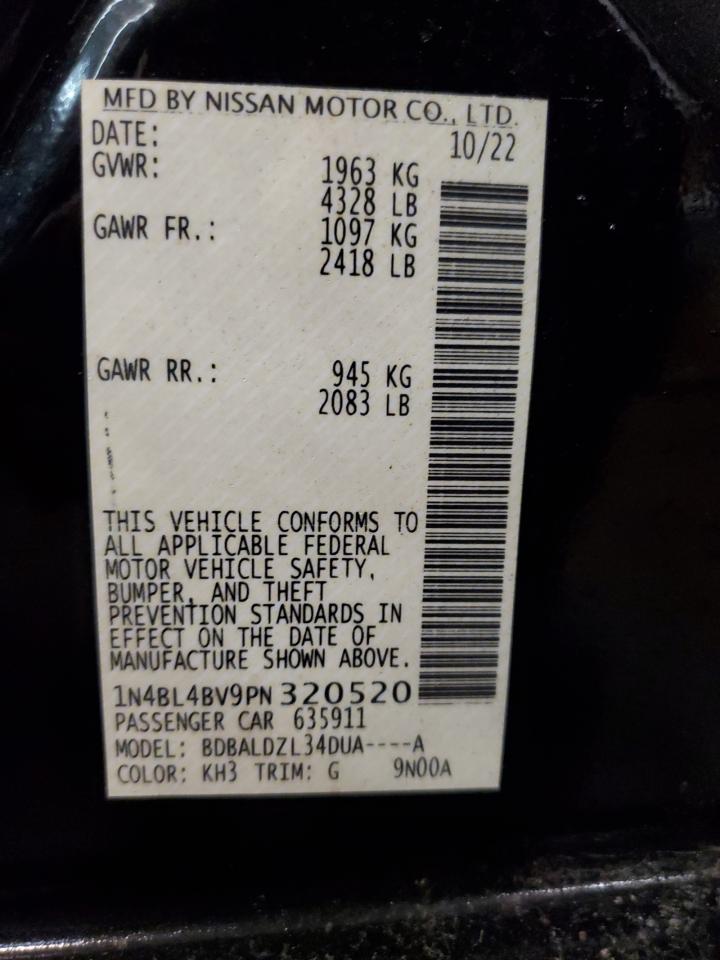 2023 NISSAN ALTIMA S VIN:1N4BL4BV9PN320520