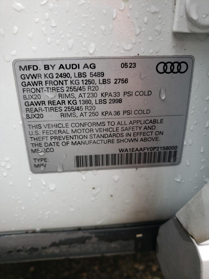 2023 AUDI Q5 PREMIUM PLUS 45 VIN:WA1EAAFY0P2158000