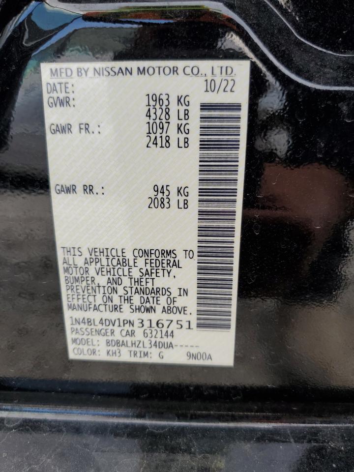 2023 NISSAN ALTIMA SV VIN:1N4BL4DV1PN316751