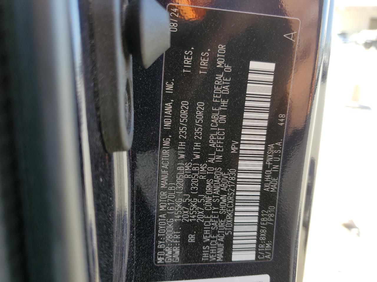 2024 TOYOTA SIENNA XSE VIN:5TDXRKECXRS217830