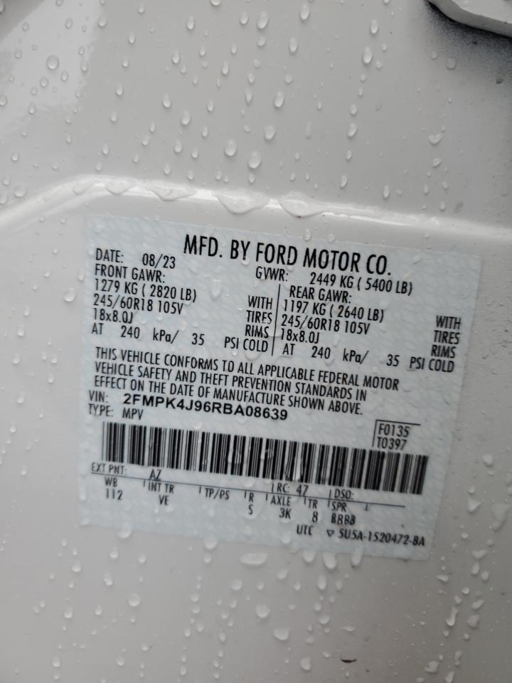 2024 FORD EDGE SEL VIN:2FMPK4J96RBA08639
