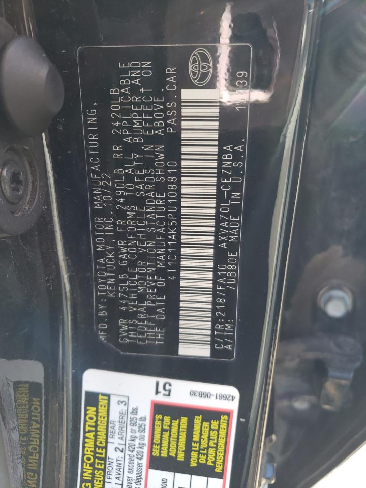 2023 TOYOTA CAMRY LE VIN:4T1C11AK5PU108810