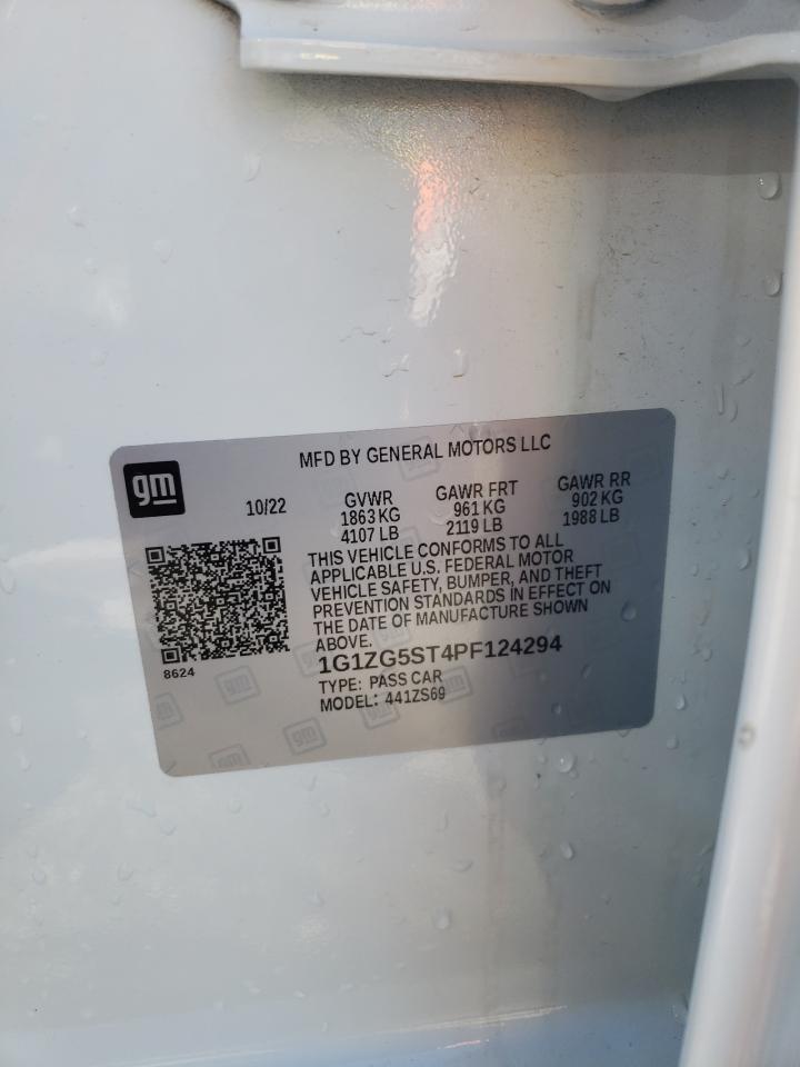 2023 CHEVROLET MALIBU RS VIN:1G1ZG5ST4PF124294