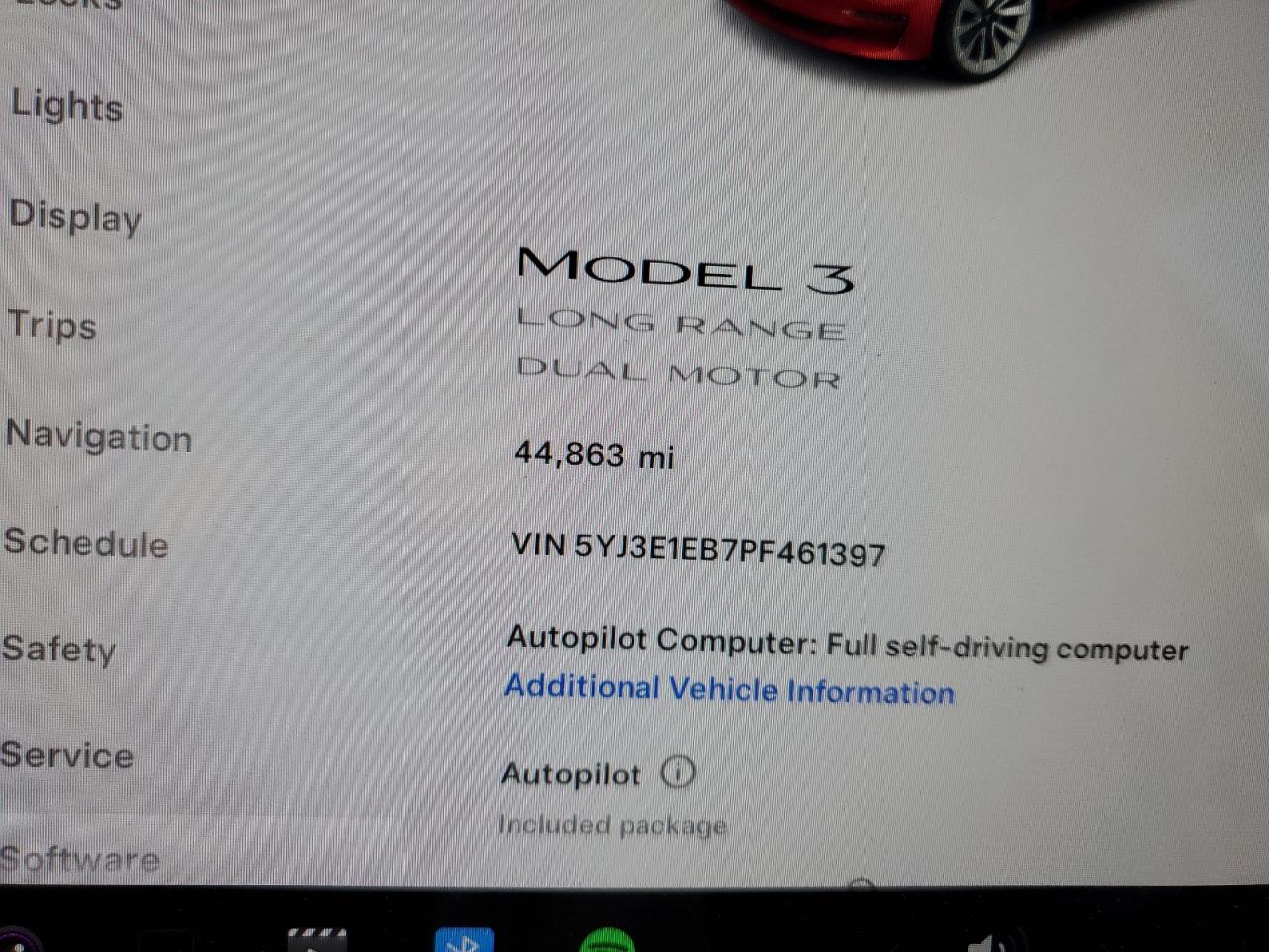 2023 TESLA MODEL 3  VIN:5YJ3E1EB7PF461397
