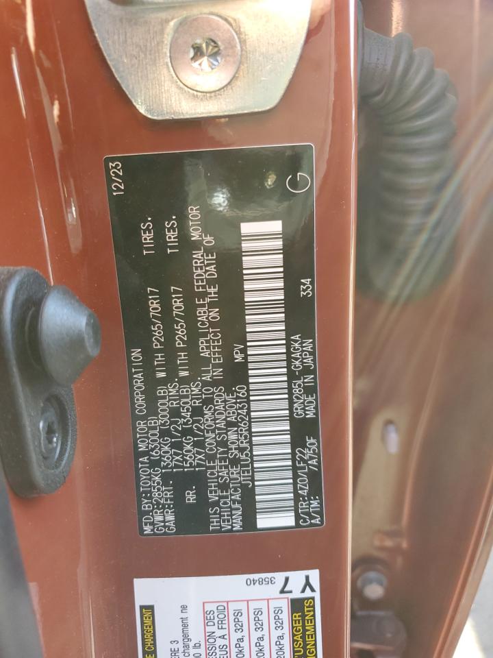 2024 TOYOTA 4RUNNER SR5 PREMIUM VIN:JTELU5JR5R6243160