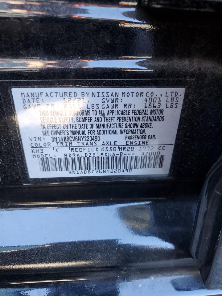 2022 NISSAN SENTRA SV VIN:3N1AB8CV6NY220490