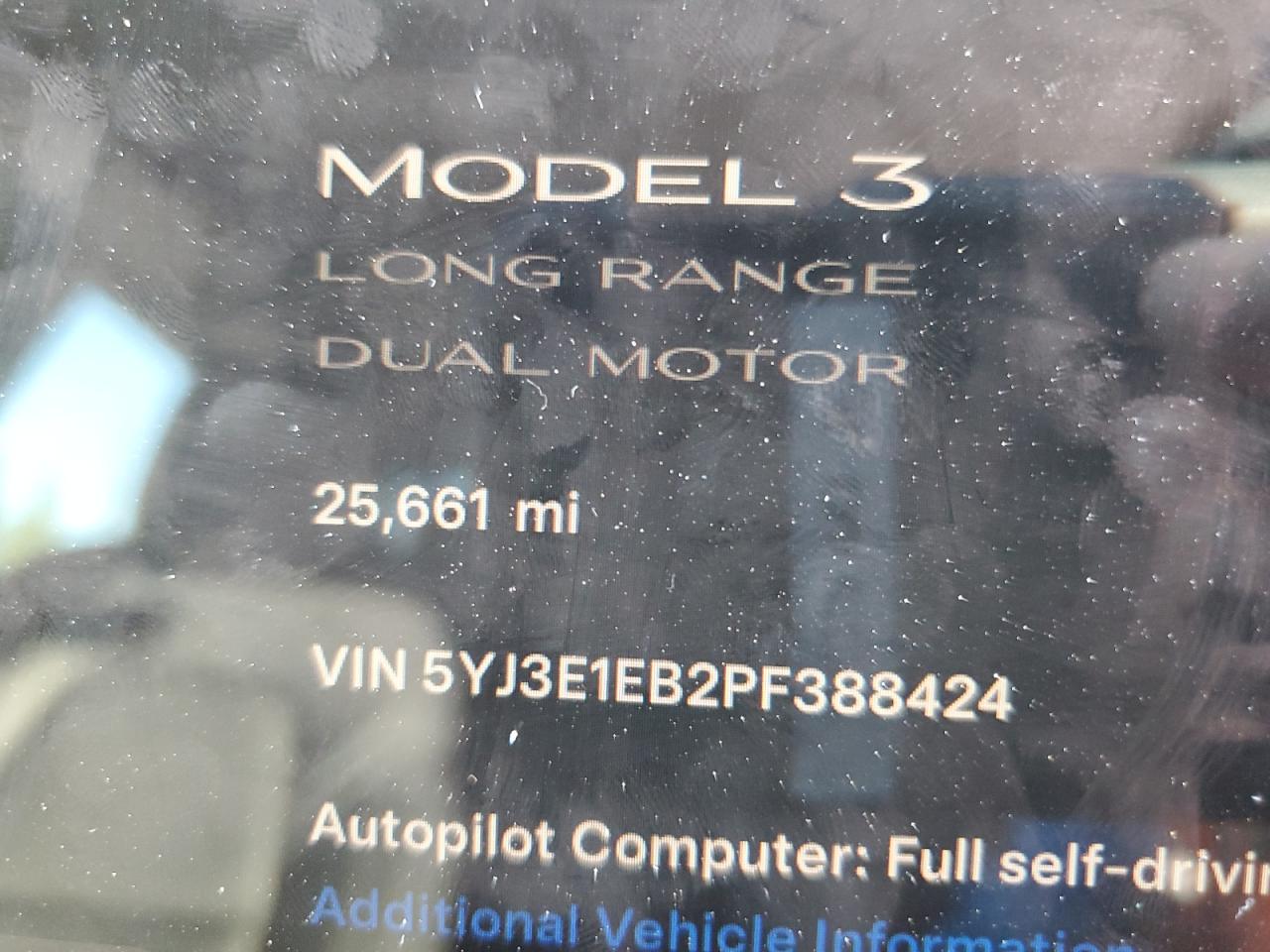 2023 TESLA MODEL 3  VIN:5YJ3E1EB2PF388424