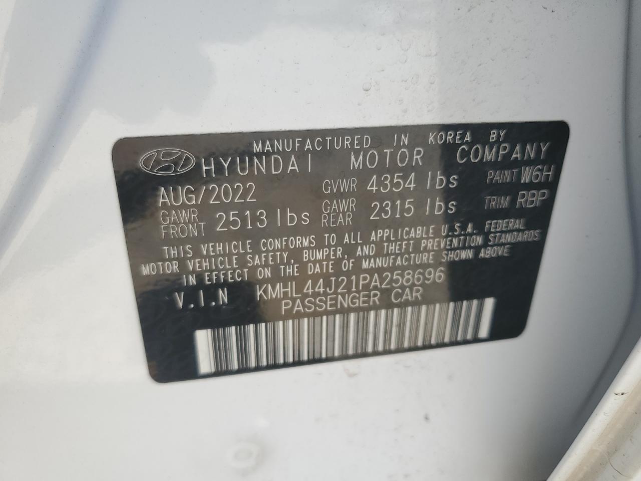 2023 HYUNDAI SONATA SEL PLUS VIN:KMHL44J21PA258696