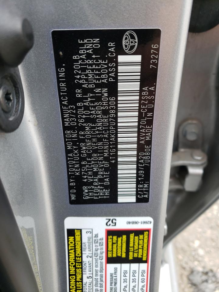 2023 TOYOTA CAMRY SE NIGHT SHADE VIN:4T1G11AK0PU798306