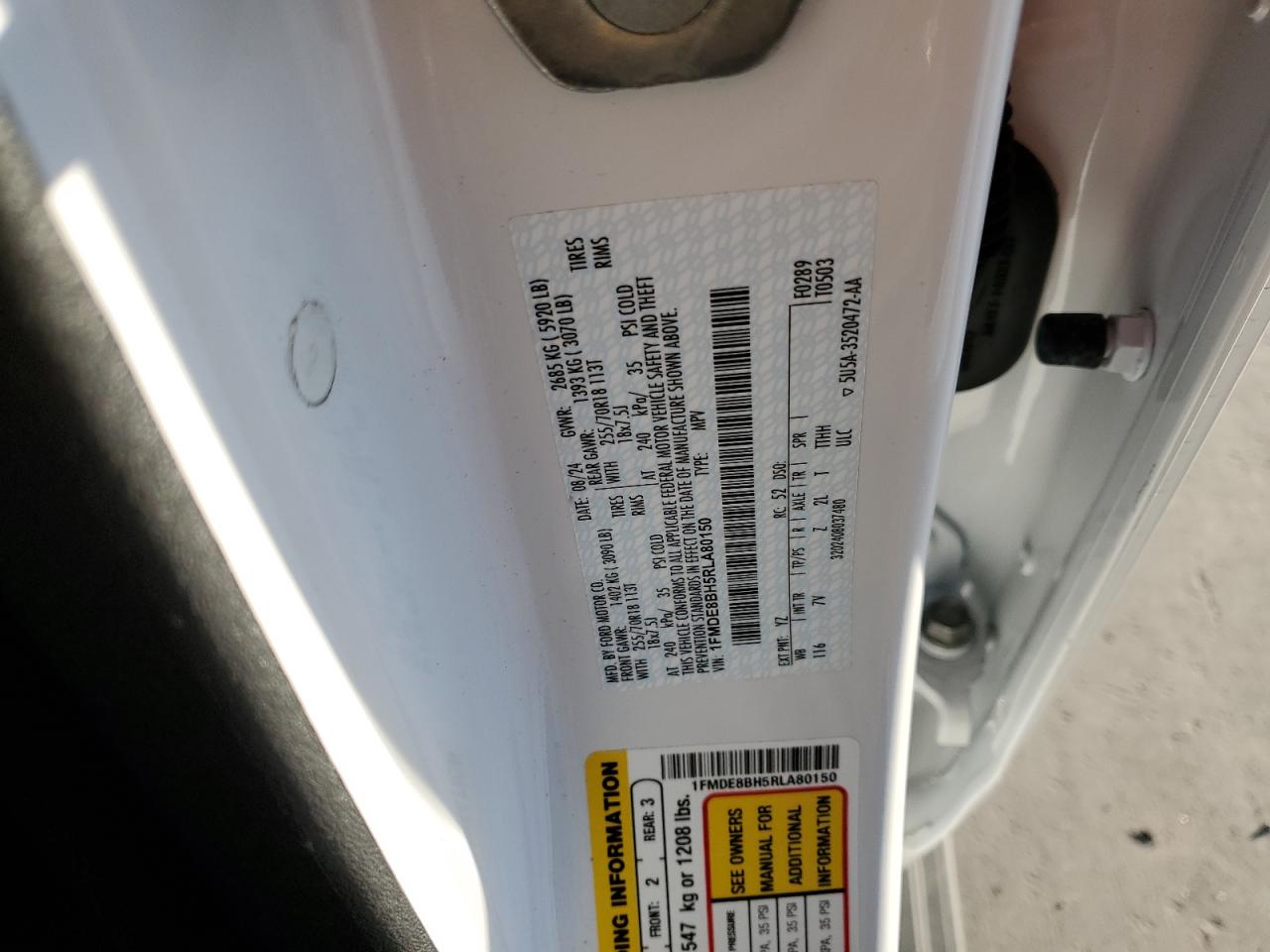 2024 FORD BRONCO OUTER BANKS VIN:1FMDE8BH5RLA80150