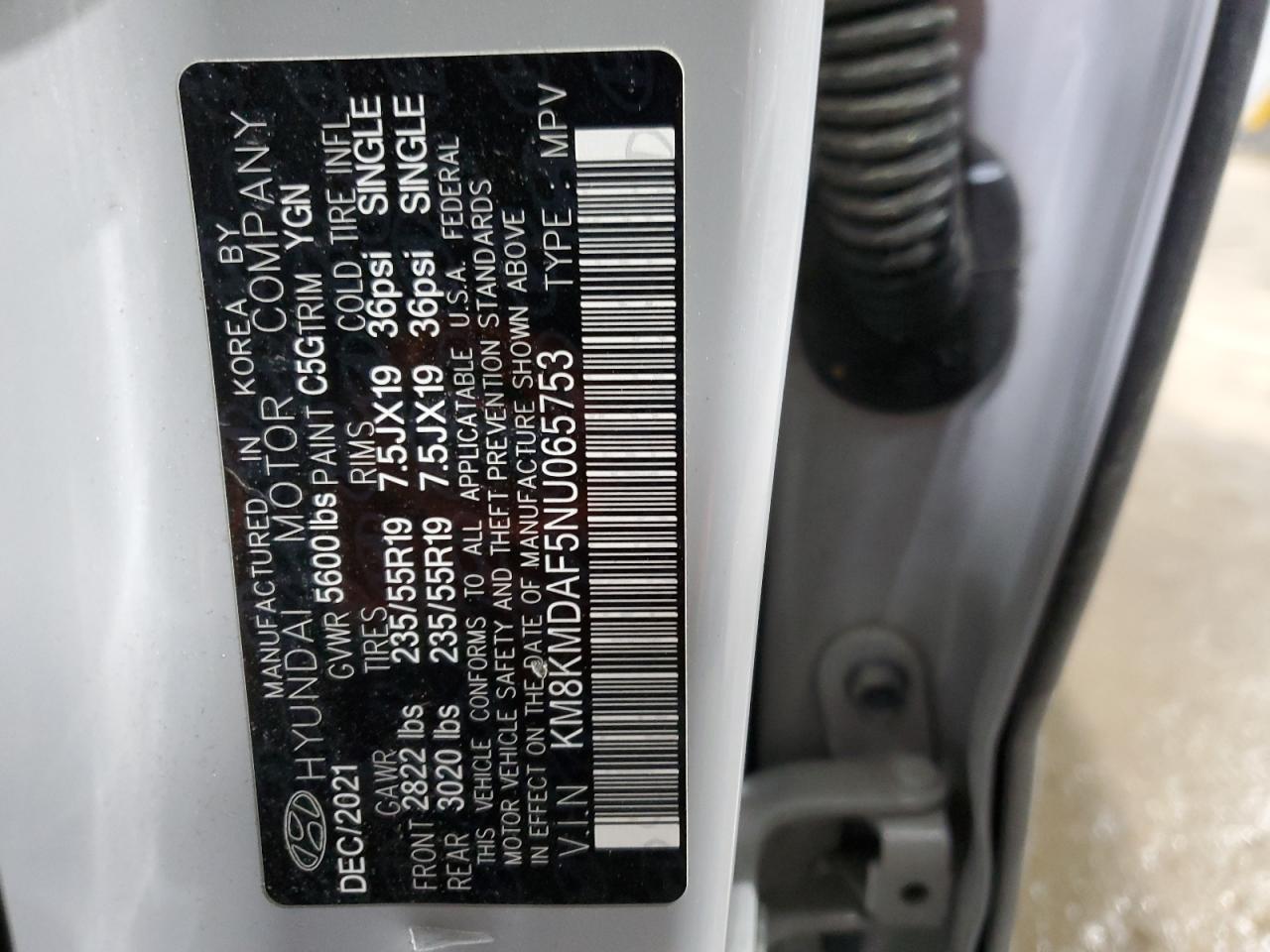 2022 HYUNDAI IONIQ 5 SE VIN:KM8KMDAF5NU065753