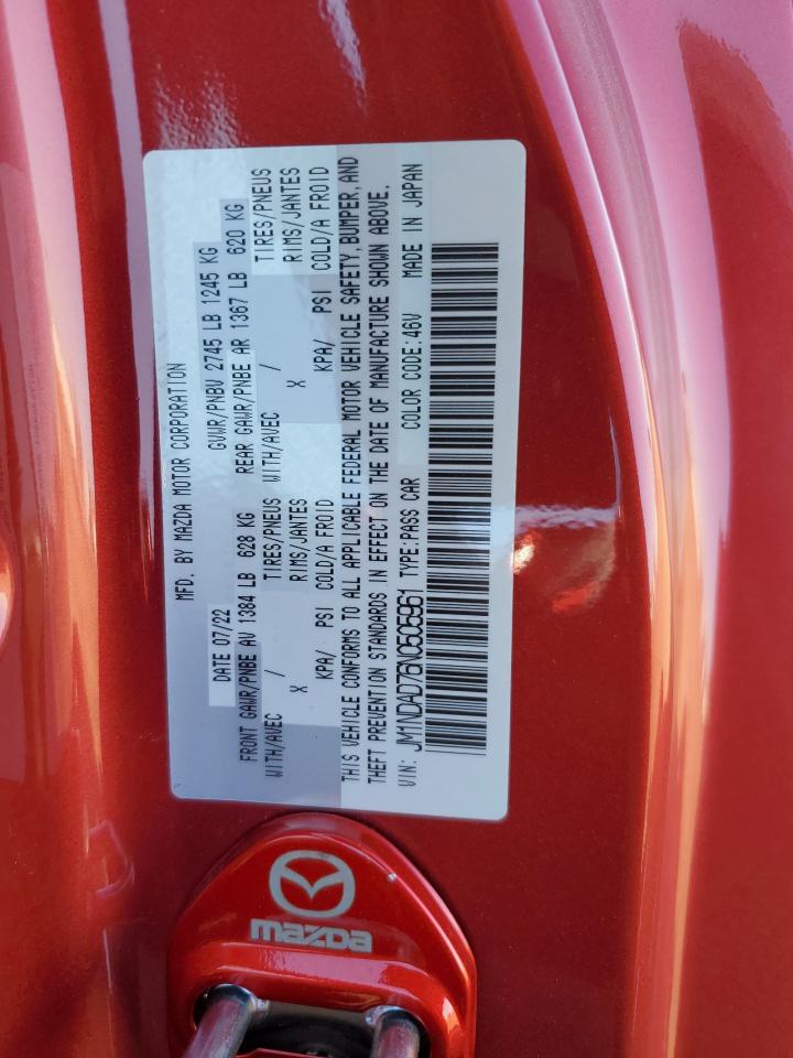 2022 MAZDA MX-5 MIATA GRAND TOURING VIN:JM1NDAD76N0505961