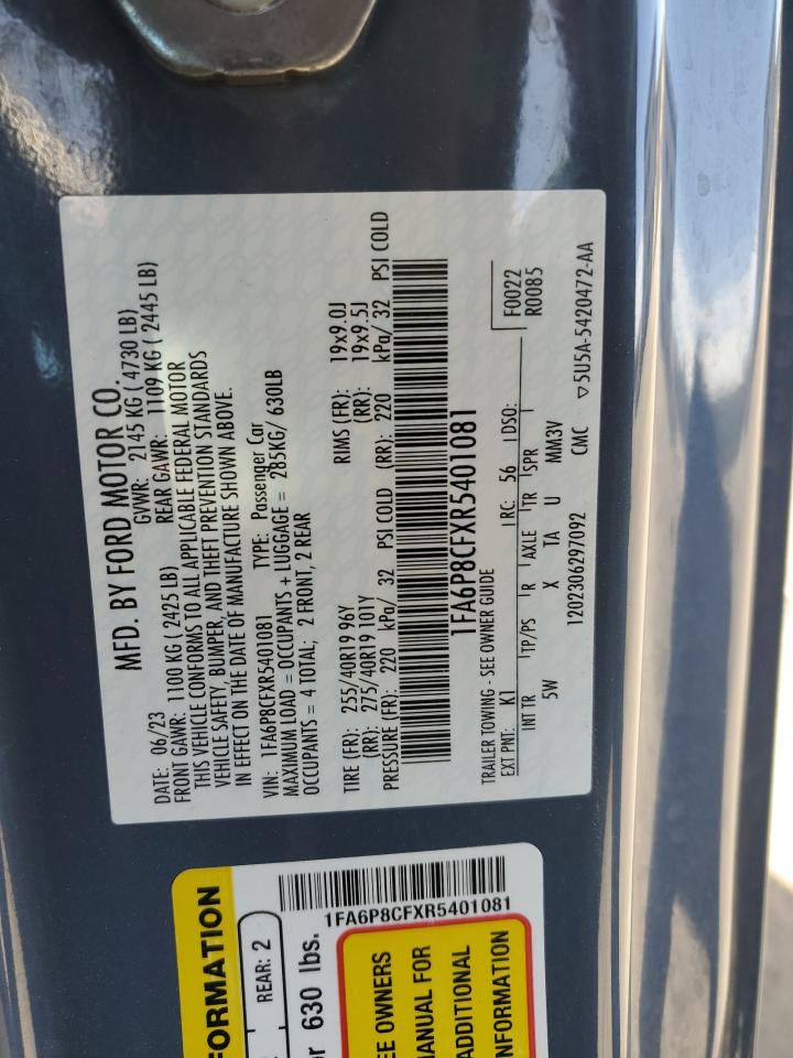 2024 FORD MUSTANG GT VIN:1FA6P8CFXR5401081