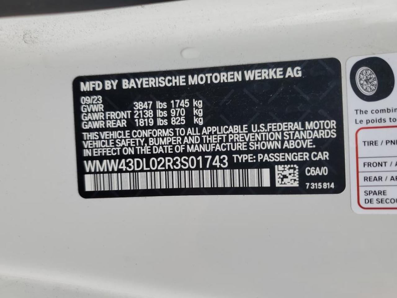 2024 MINI COOPER S VIN:WMW43DL02R3S01743