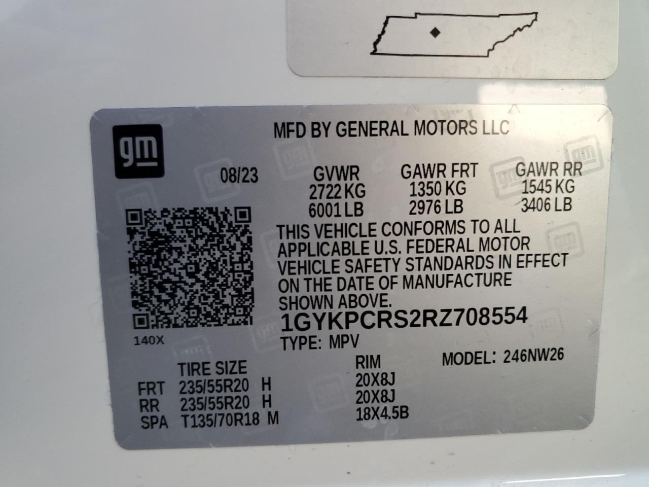 2024 CADILLAC XT6 PREMIUM LUXURY VIN:1GYKPCRS2RZ708554