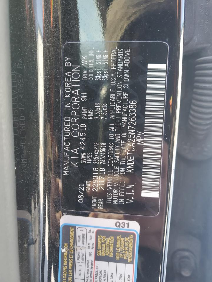 2022 KIA SELTOS SX VIN:KNDETCA25N7263386