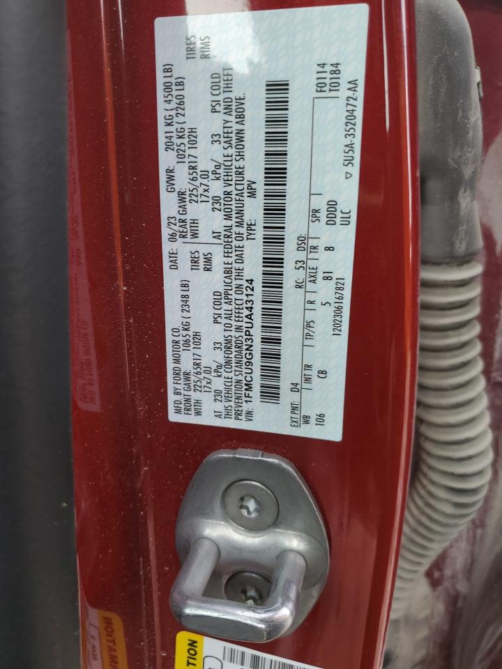 2023 FORD ESCAPE ACTIVE VIN:1FMCU9GN3PUA43124