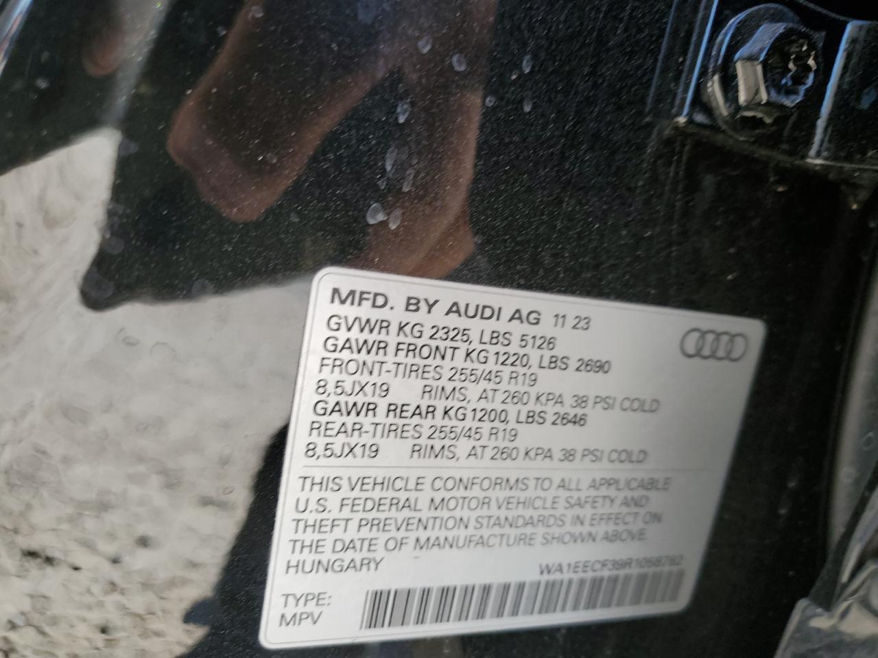 2024 AUDI Q3 PREMIUM PLUS S LINE 45 VIN:WA1EECF39R1058782