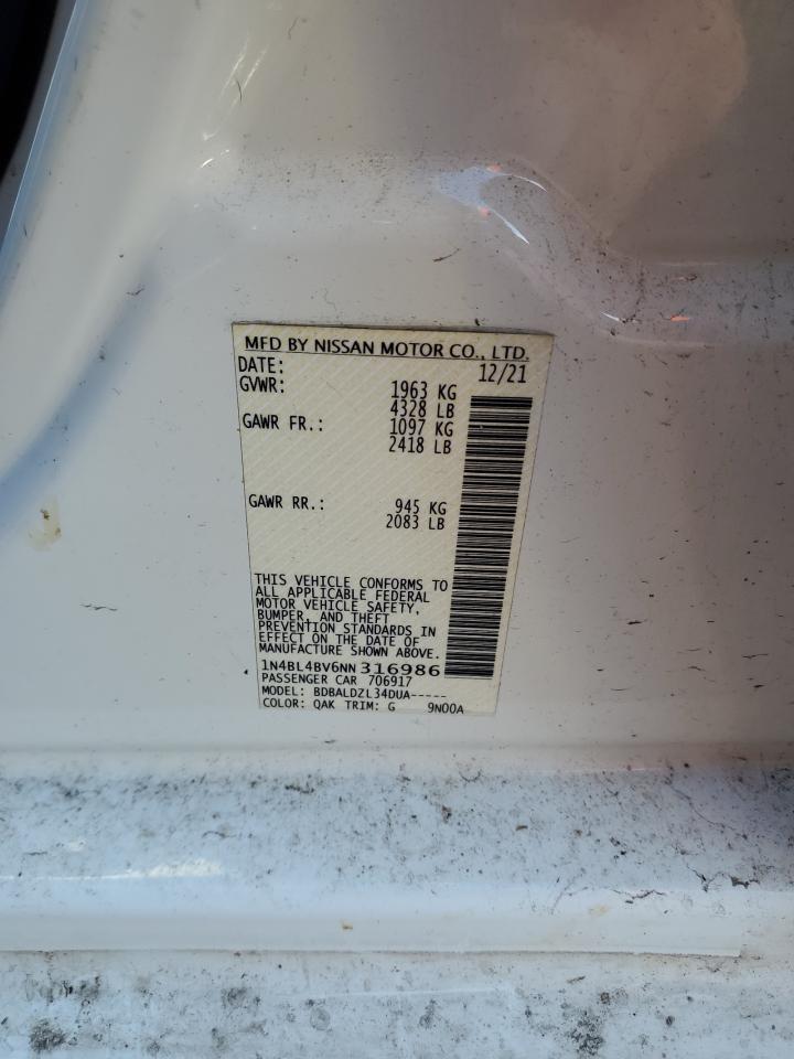 2022 NISSAN ALTIMA S VIN:1N4BL4BV6NN316986
