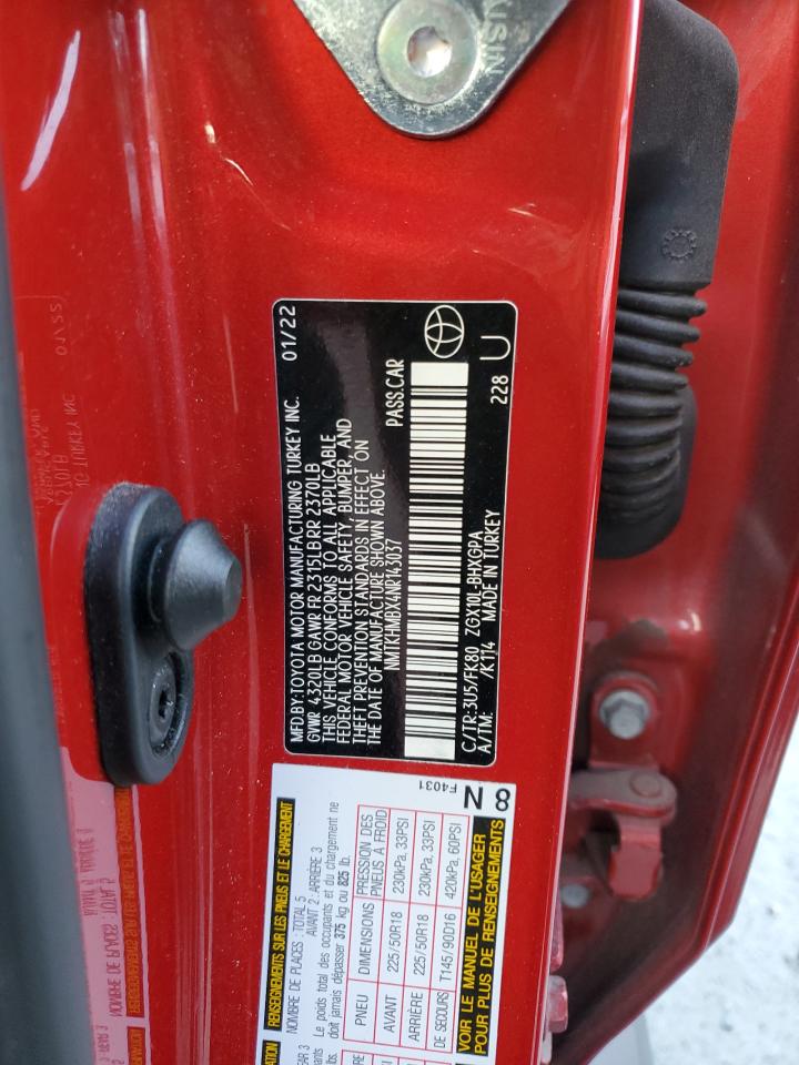 2022 TOYOTA C-HR XLE VIN:NMTKHMBX4NR143037