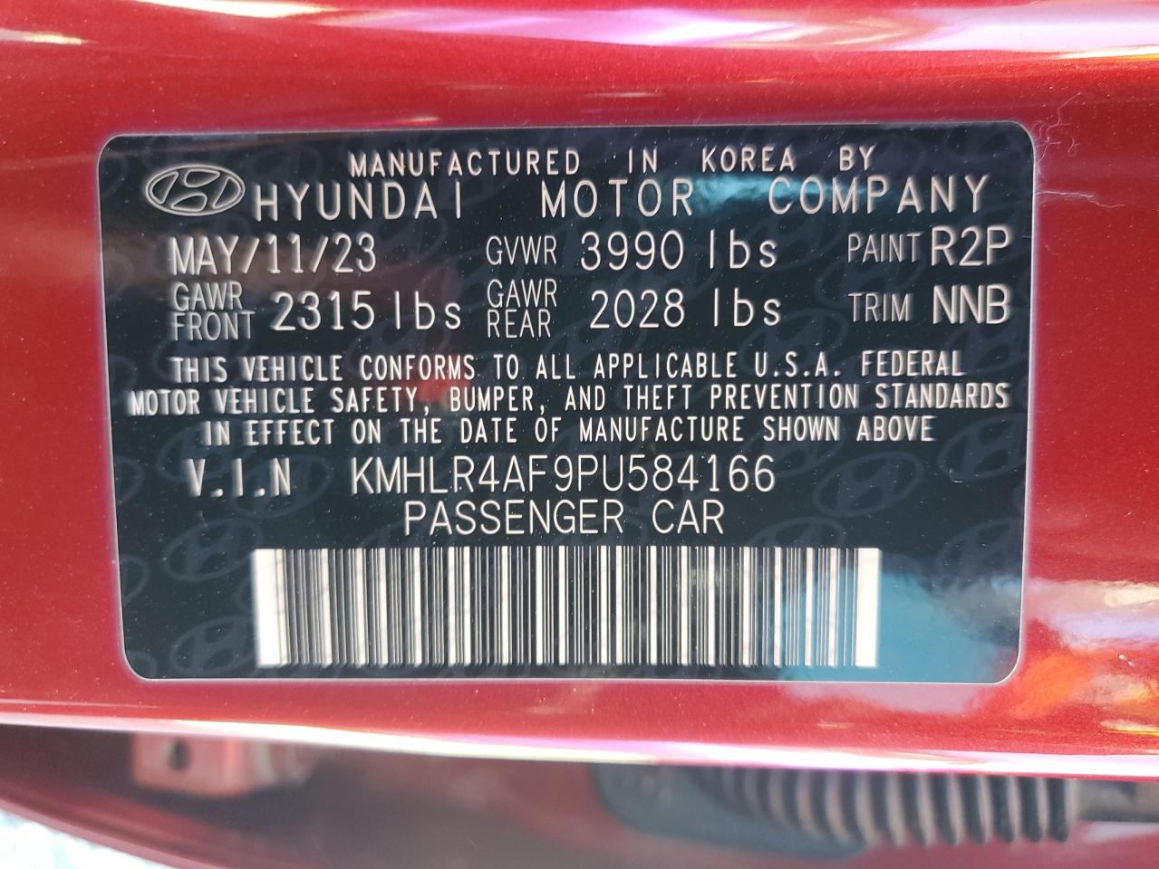 2023 HYUNDAI ELANTRA N LINE VIN:KMHLR4AF9PU584166