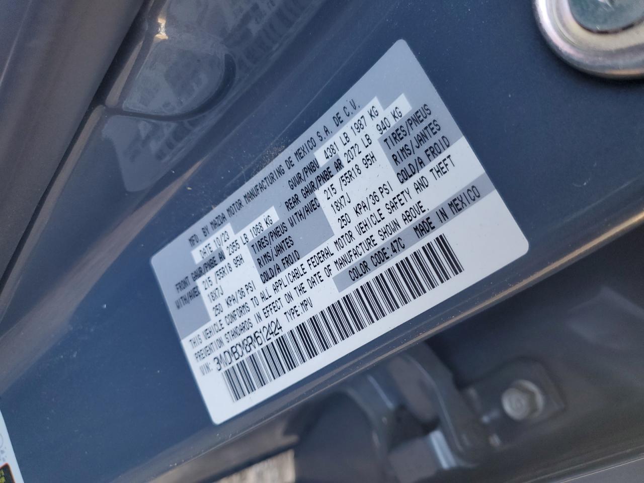 2024 MAZDA CX-30 PREFERRED VIN:3MVDMBCM8RM612424