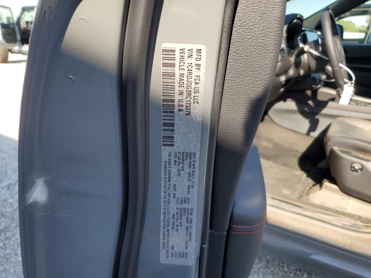 2024 DODGE DURANGO GT VIN:1C4RDJDG8RC173379