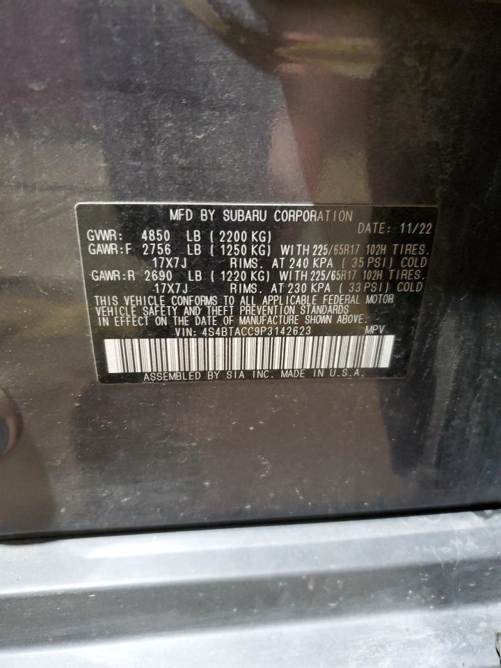 2023 SUBARU OUTBACK PREMIUM VIN:4S4BTACC9P3142623