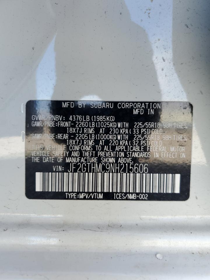 2022 SUBARU CROSSTREK LIMITED VIN:JF2GTHMC9NH215606