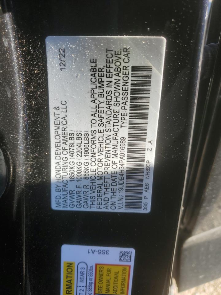 2023 ACURA INTEGRA A-SPEC VIN:19UDE4H34PA016989