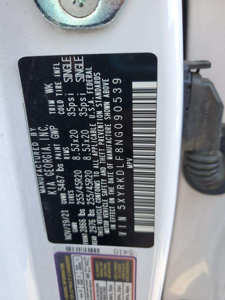2022 KIA SORENTO SX VIN:5XYRKDLF8NG090539