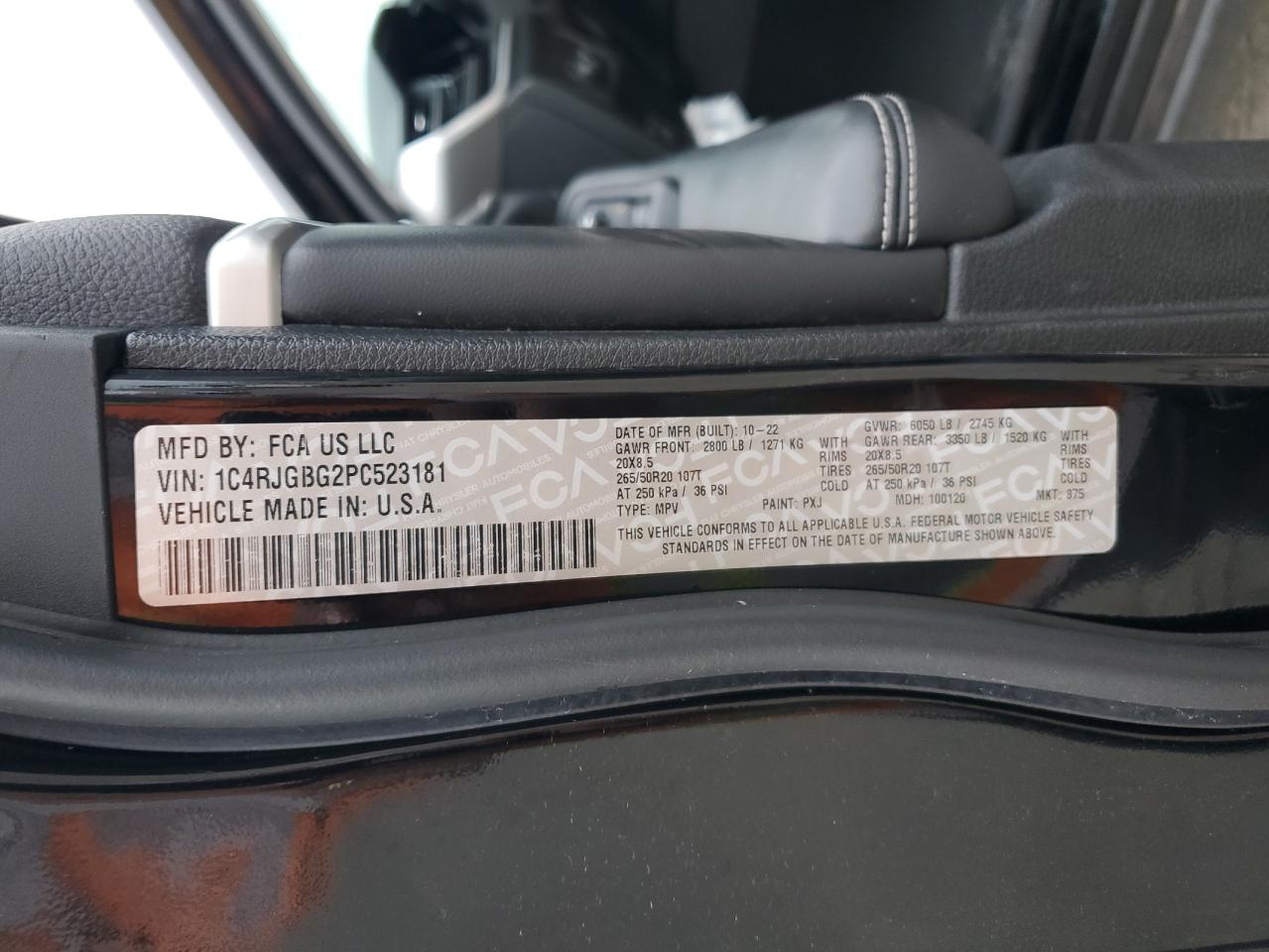 2023 JEEP GRAND CHEROKEE LIMITED VIN:1C4RJGBG2PC523181